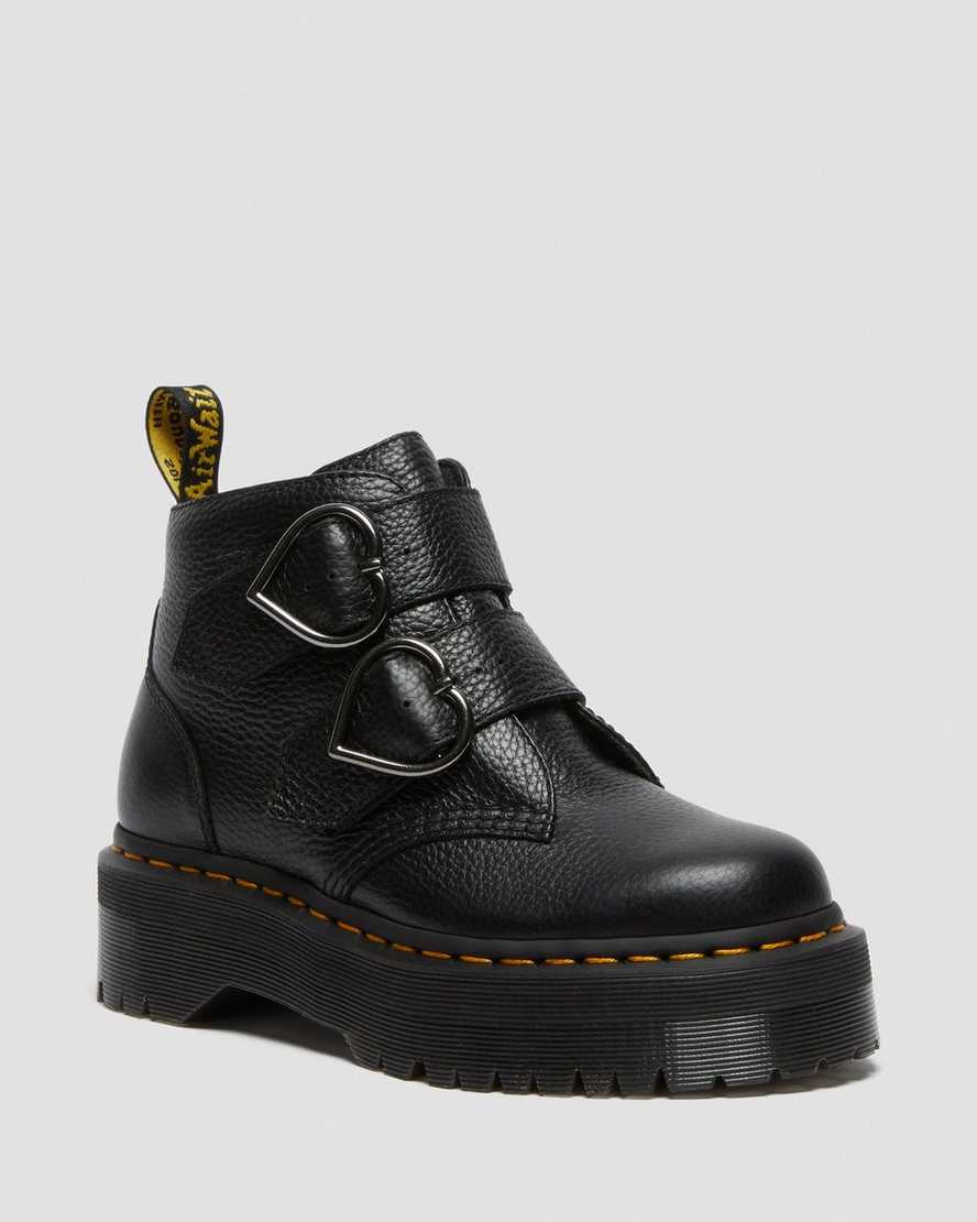 Dr. Martens Devon Heart Deri Kadın Kalın Tabanlı Botlar - Bot Siyah |ECHMF8921|